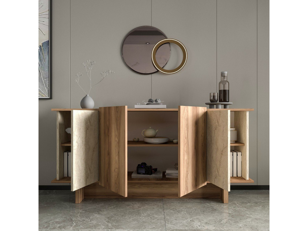Aparador de madera "Diana" - 180 x 40 x 81 cm - Travertino