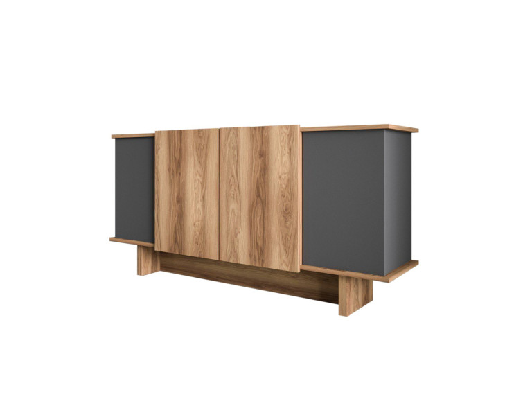 Aparador de madera "Diana" - 180 x 40 x 81 cm - Gris antracita