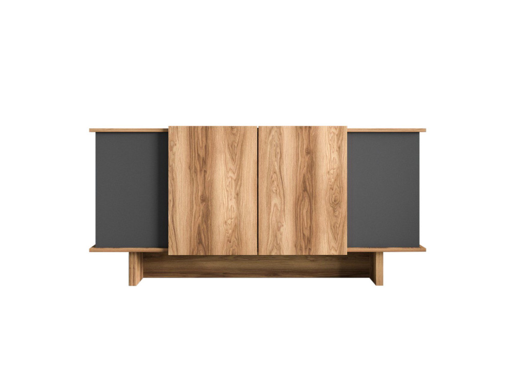 Aparador de madera "Diana" - 180 x 40 x 81 cm - Gris antracita