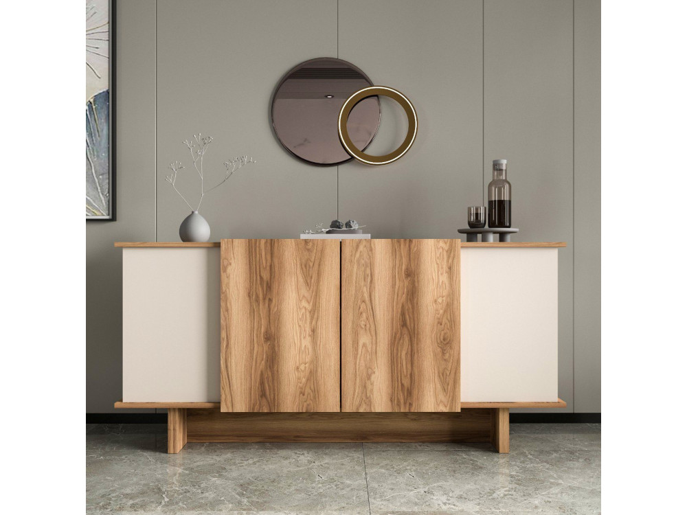 Aparador de madera "Diana" - 180 x 40 x 81 cm - Beige