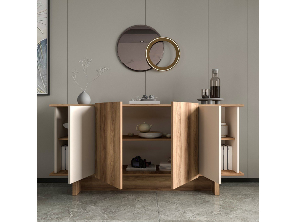 Aparador de madera "Diana" - 180 x 40 x 81 cm - Beige