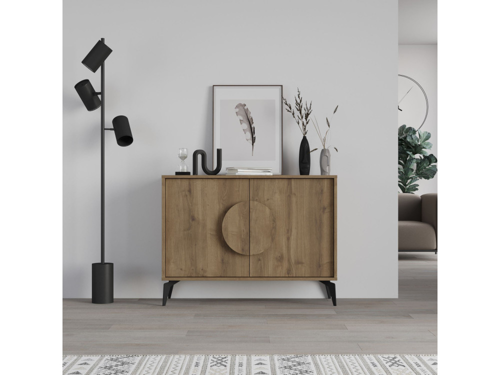 Aparador de madera "Gora" - 110 x 36 x 82 cm - Marrón