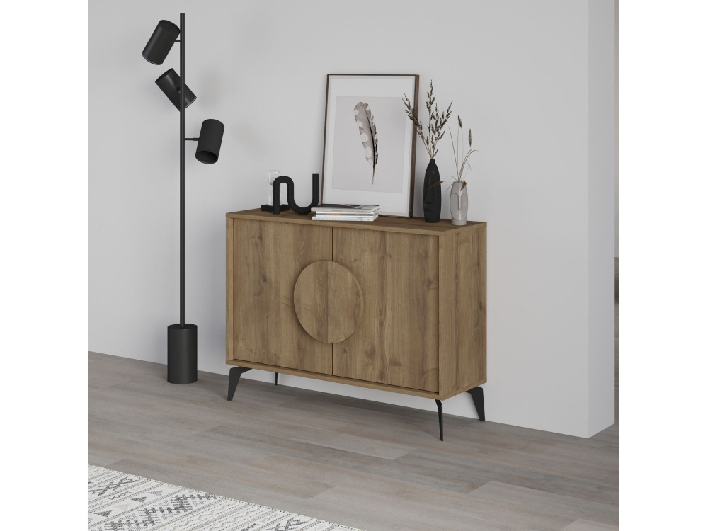 Aparador de madera "Gora" - 110 x 36 x 82 cm - Marrón