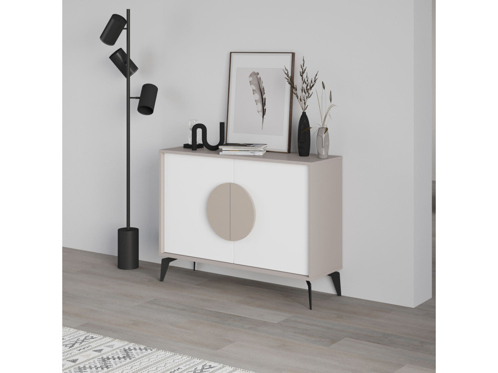 Aparador de madera "Gora" - 110 x 36 x 82 cm - Marrón moca claro