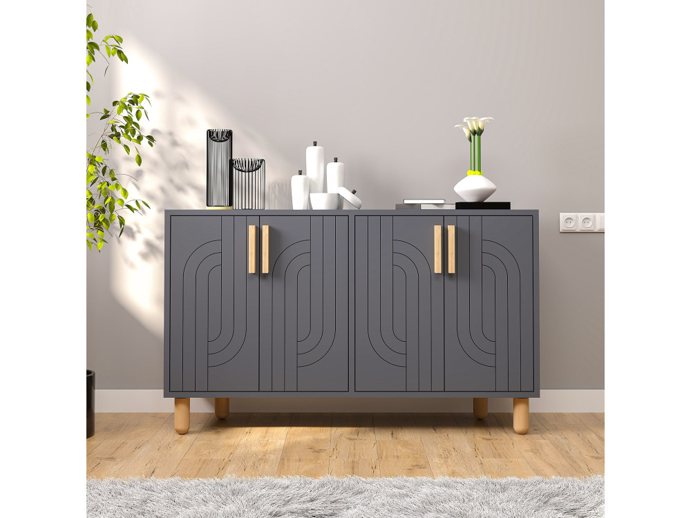 Aparador de madera "Rodney" - 120 x 30 x 74 cm - Gris antracita