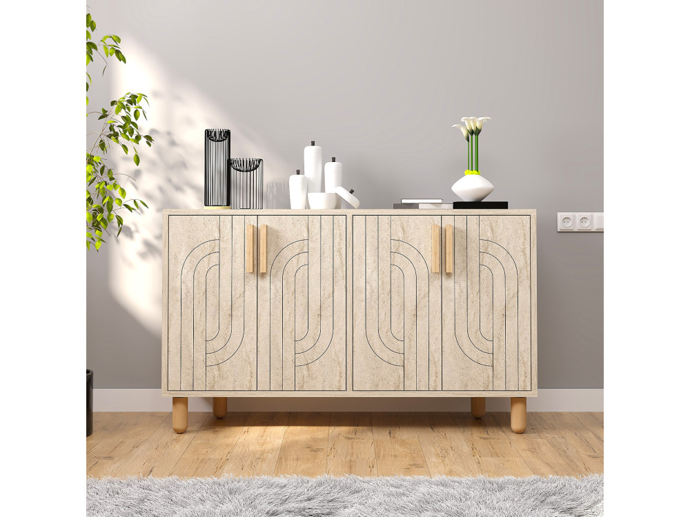 Aparador de madera "Rodney" - 120 x 30 x 74 cm - Travertino