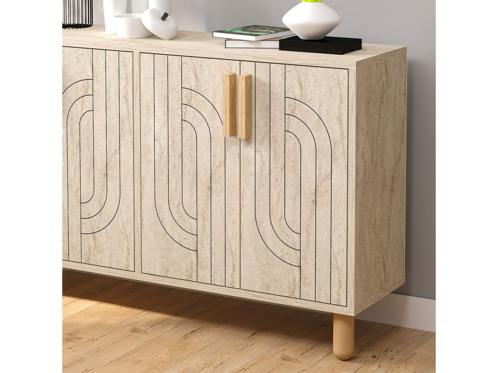 Aparador de madera "Rodney" - 120 x 30 x 74 cm - Travertino