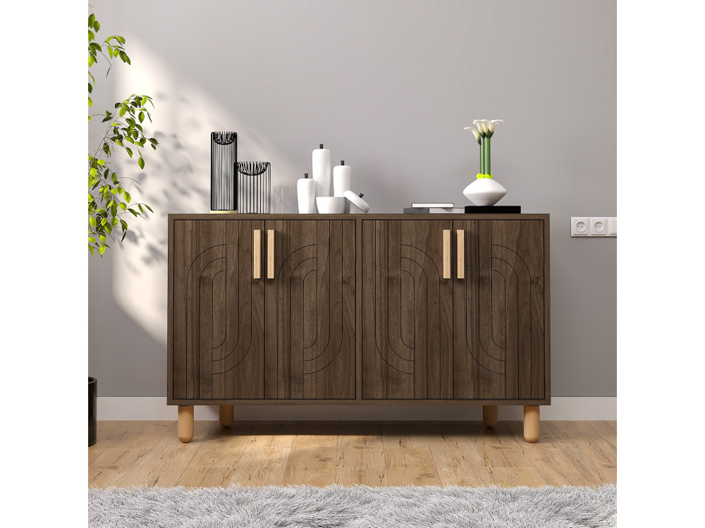 Aparador de madera "Rodney" - 120 x 30 x 74 cm - Marrón