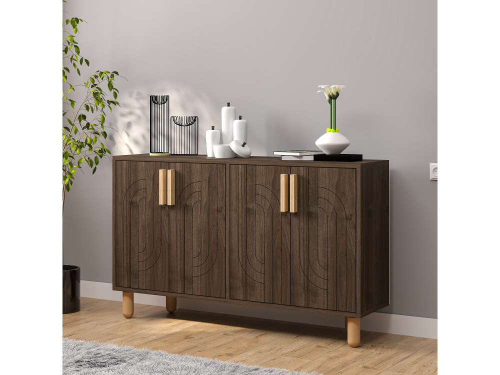 Aparador de madera "Rodney" - 120 x 30 x 74 cm - Marrón