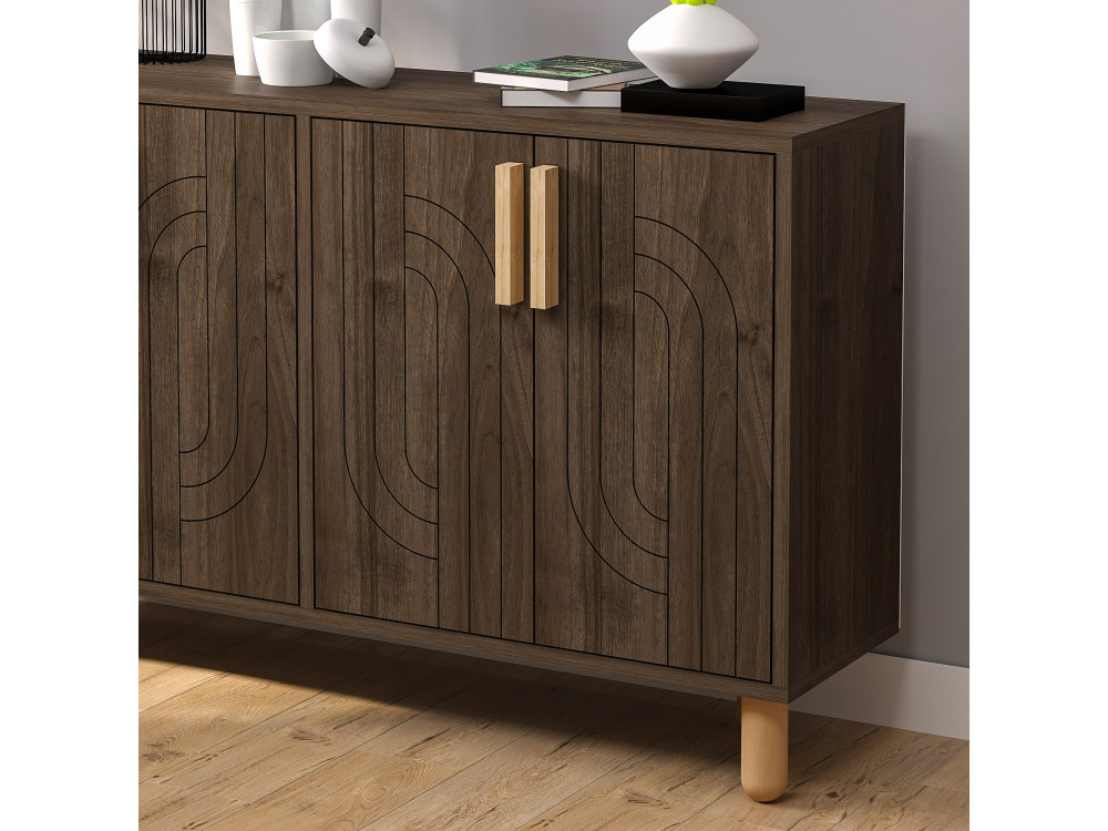 Aparador de madera "Rodney" - 120 x 30 x 74 cm - Marrón