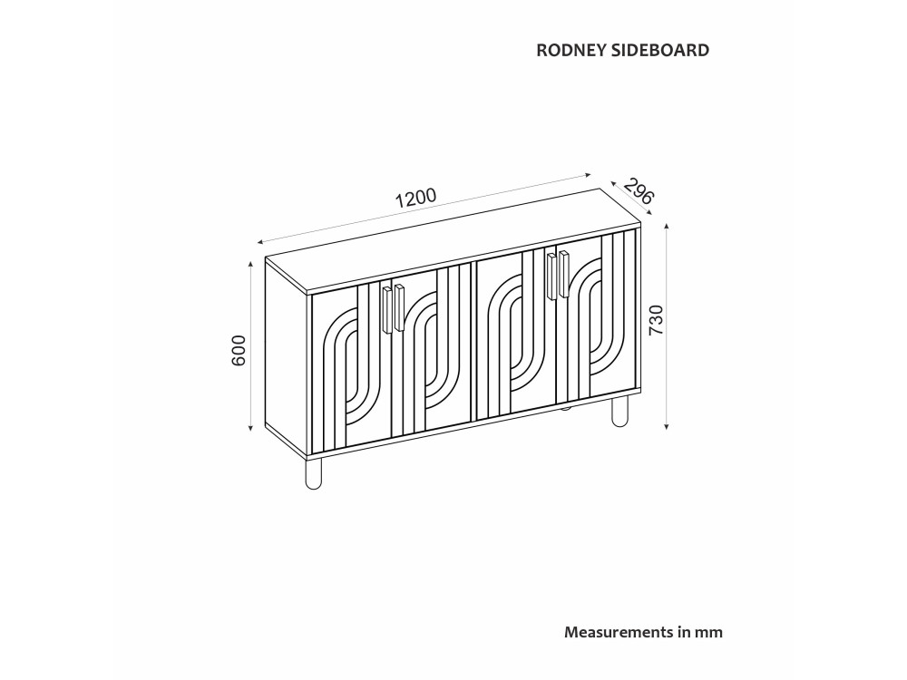 Aparador de madera "Rodney" - 120 x 30 x 74 cm - Marrón