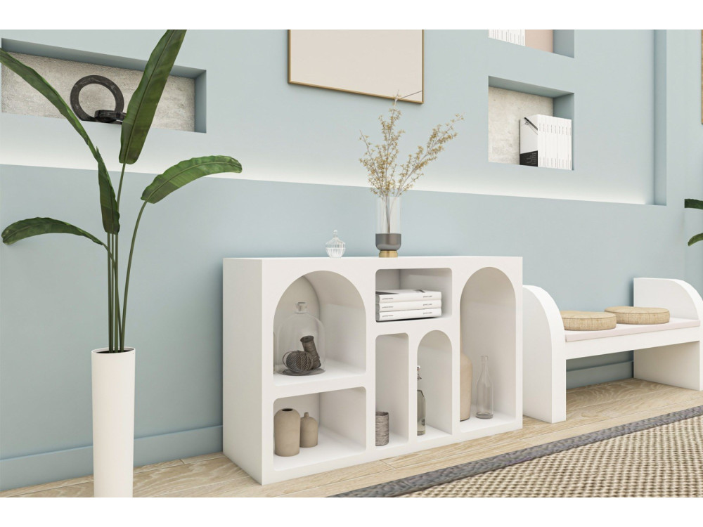 Aparador de madera "Liva" - 120 x 37 x 74 cm - Blanco
