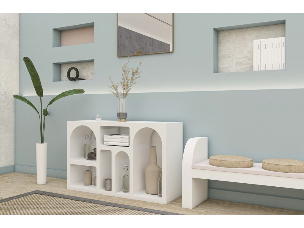 Aparador de madera "Liva" - 120 x 37 x 74 cm - Blanco