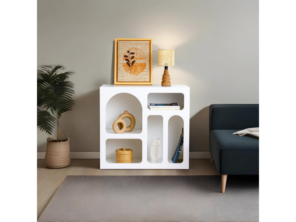 Aparador de madera "Lessa" - 80 x 37 x 74 cm - Blanco