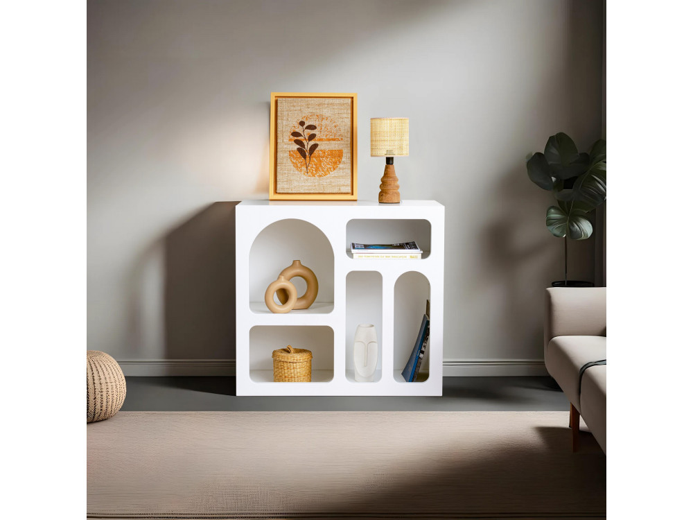 Aparador de madera "Lessa" - 80 x 37 x 74 cm - Blanco