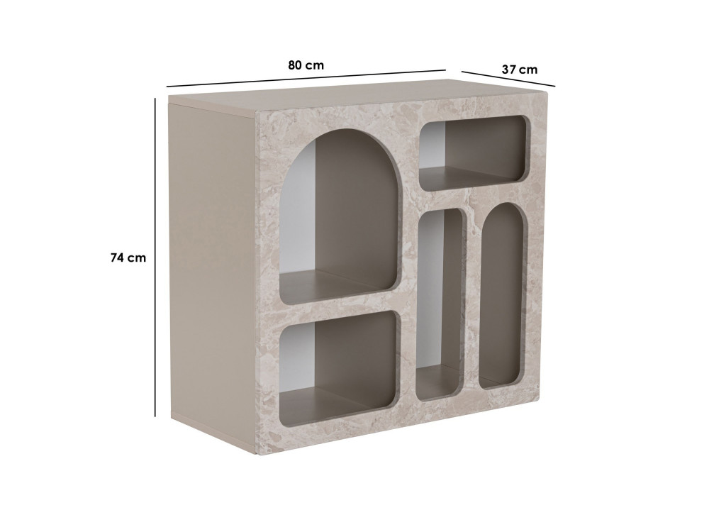 Aparador de madera "Lessa" - 80 x 37 x 74 cm - Travertino
