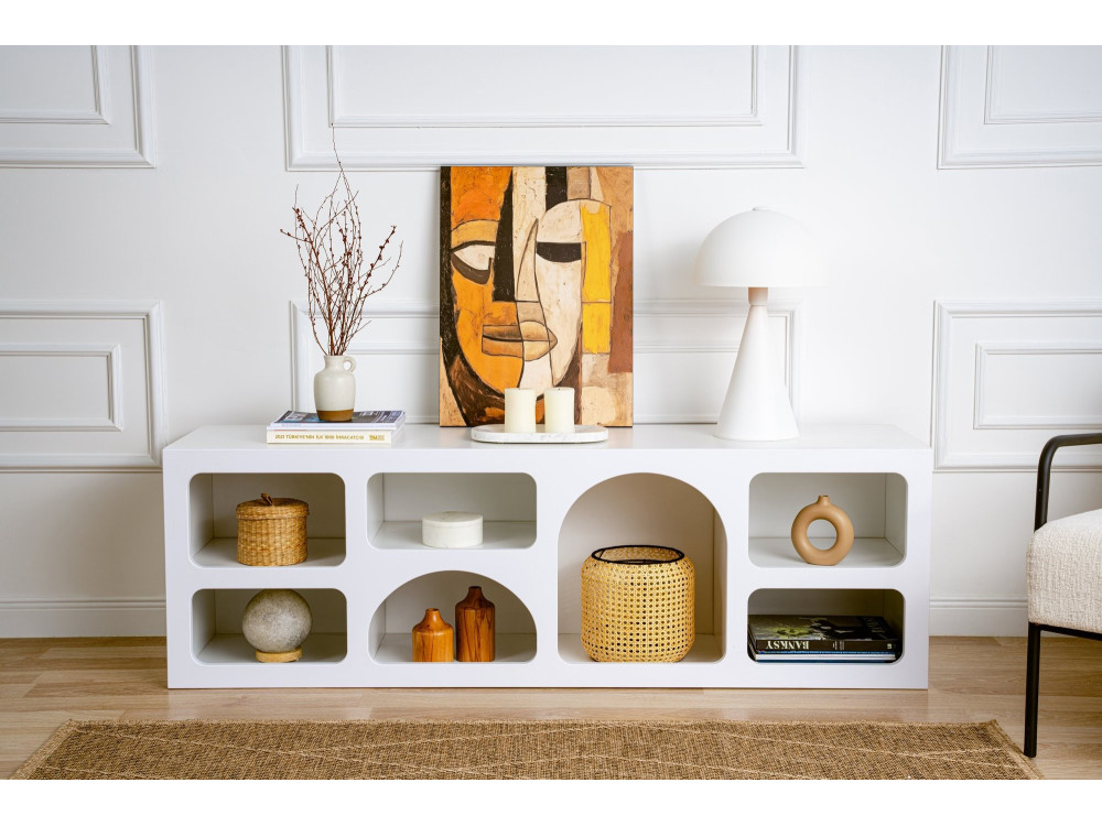 Aparador de madera "Ferlis" - 160 x 40 x 51 cm - Blanco