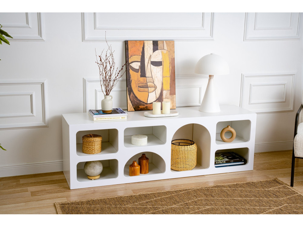 Aparador de madera "Ferlis" - 160 x 40 x 51 cm - Blanco