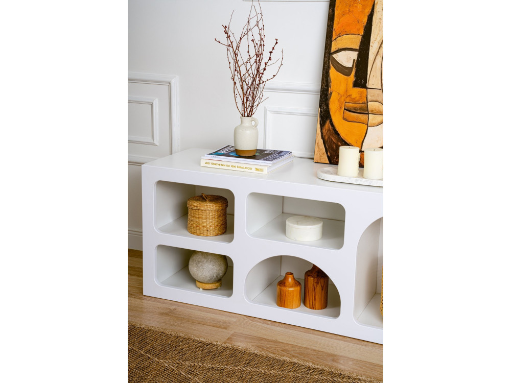 Aparador de madera "Ferlis" - 160 x 40 x 51 cm - Blanco