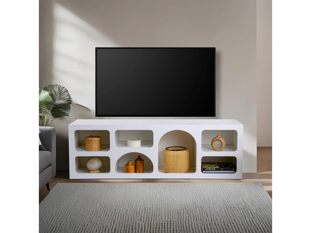 Aparador de madera "Ferlis" - 160 x 40 x 51 cm - Blanco