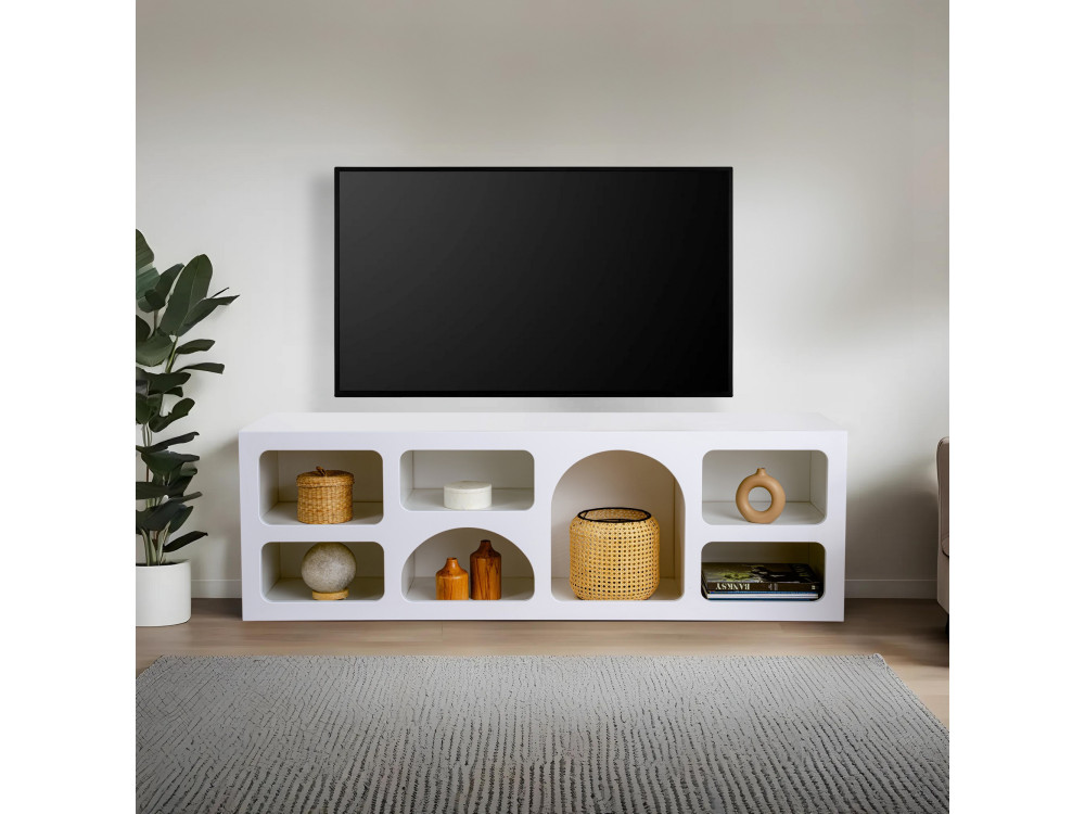 Aparador de madera "Ferlis" - 160 x 40 x 51 cm - Blanco