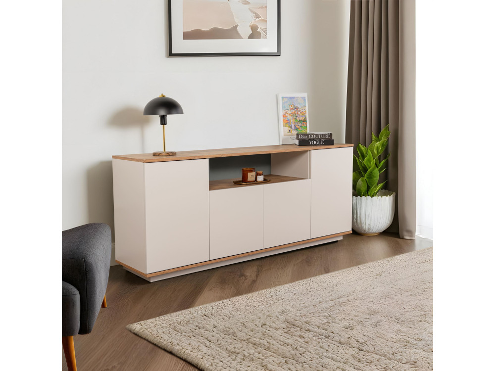 Aparador de madera "Arista" - 180 x 44 x 75 cm - Beige