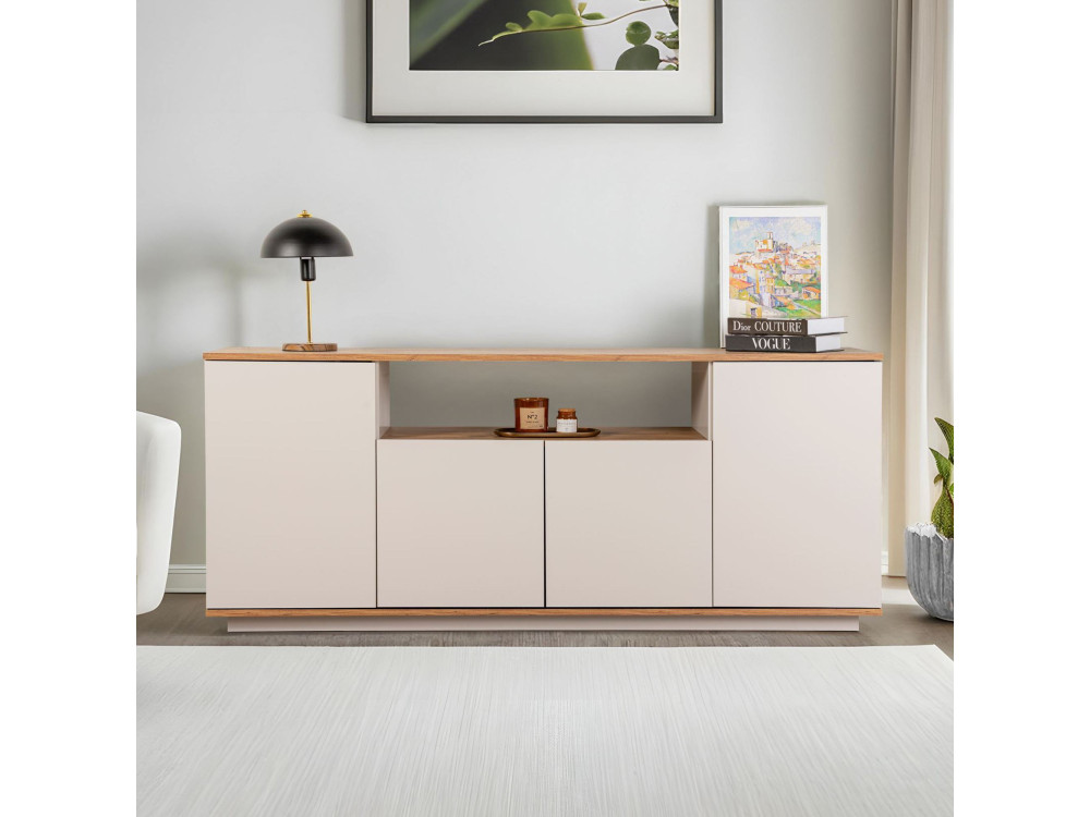 Aparador de madera "Arista" - 180 x 44 x 75 cm - Beige