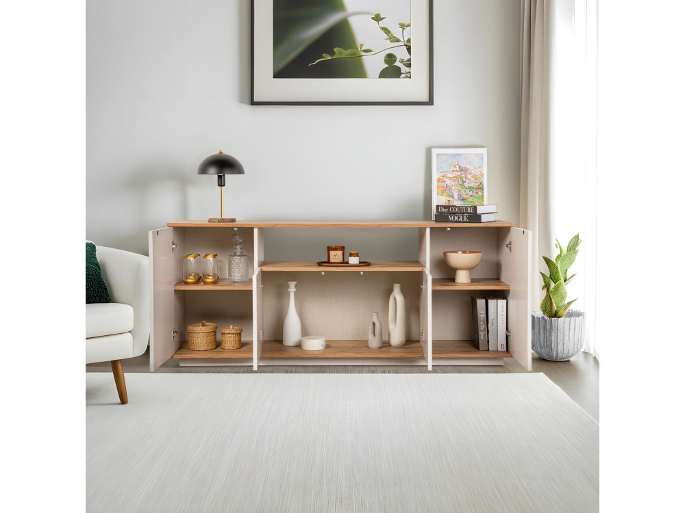 Aparador de madera "Arista" - 180 x 44 x 75 cm - Beige