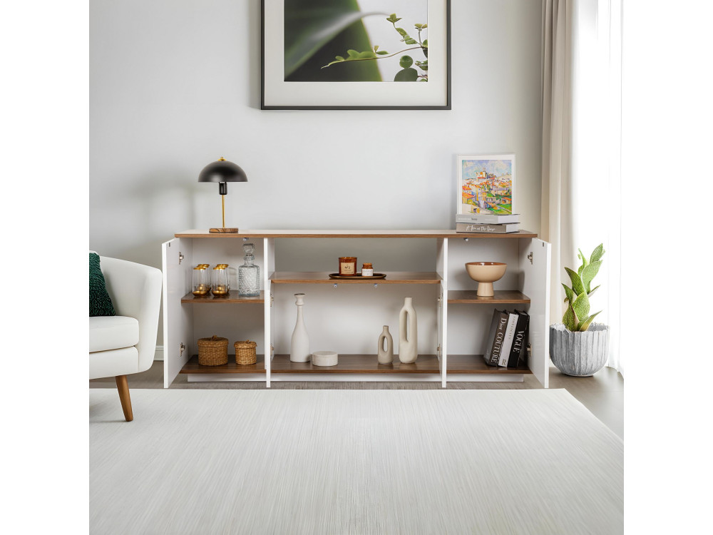Aparador de madera "Arista" - 180 x 44 x 75 cm - Blanco
