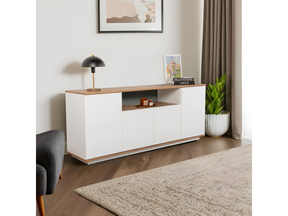 Aparador de madera "Arista" - 180 x 44 x 75 cm - Blanco