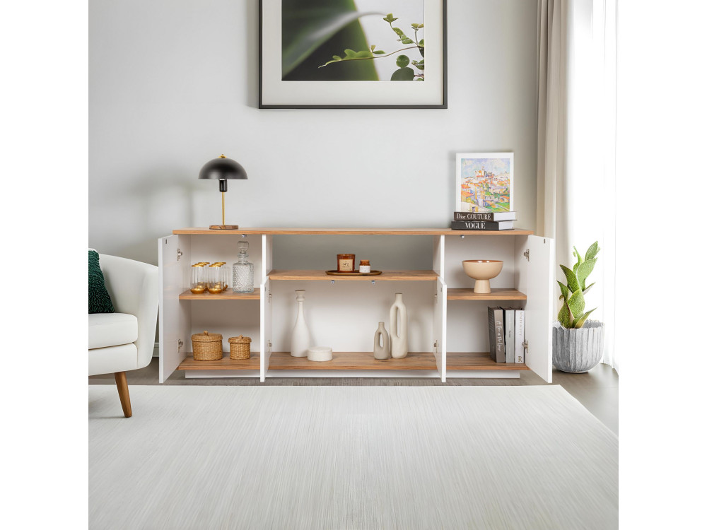 Aparador de madera "Arista" - 180 x 44 x 75 cm - Blanco