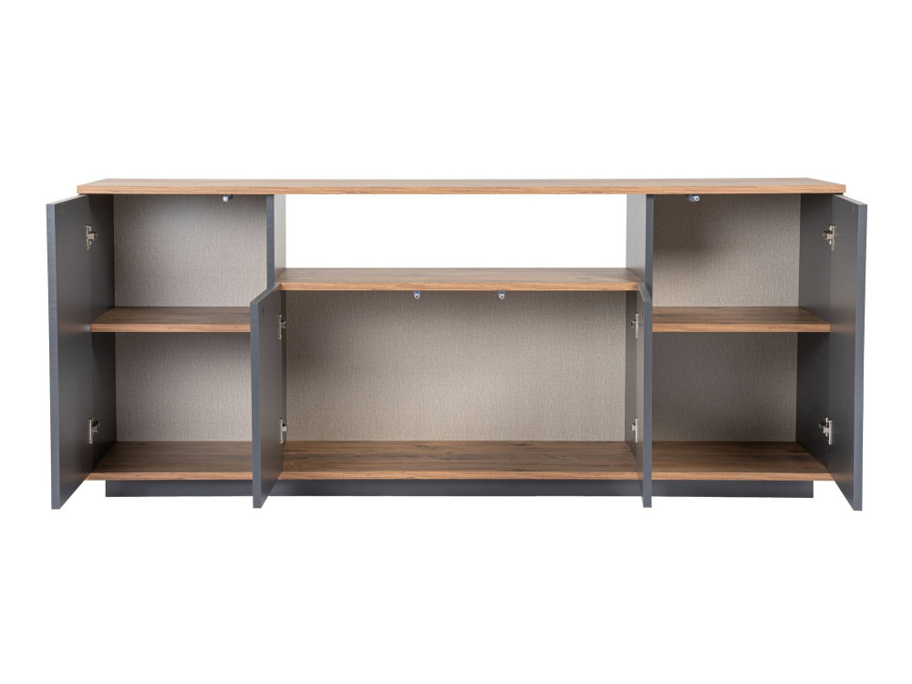 Aparador de madera "Arista" - 180 x 44 x 75 cm - Gris antracita