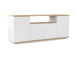 Aparador de madera "Arista" - 180 x 44,5 x 75 cm - Blanco / Roble Cadiz