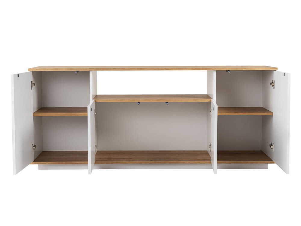 Aparador de madera "Arista" - 180 x 44,5 x 75 cm - Blanco / Roble Cadiz