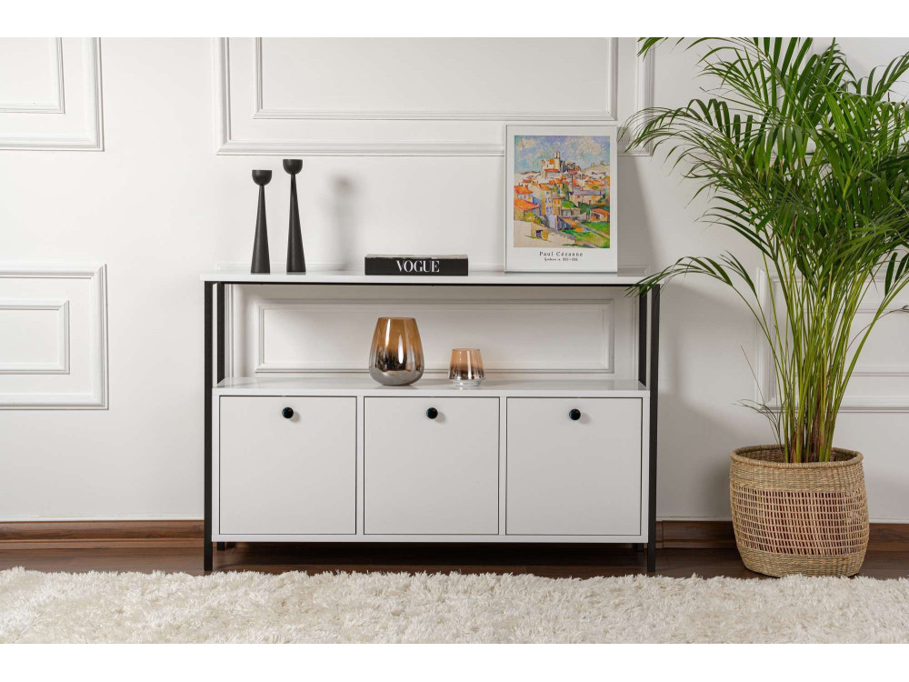Aparador de madera "Solace" - 120 x 30 x 77 cm - Blanco