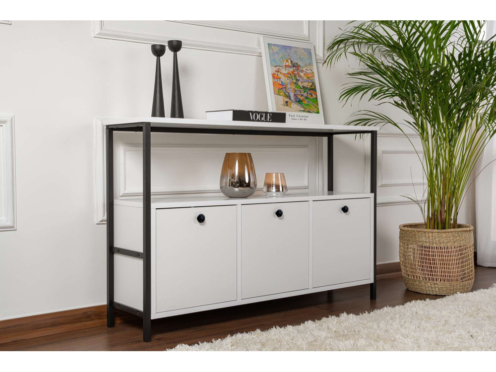 Aparador de madera "Solace" - 120 x 30 x 77 cm - Blanco