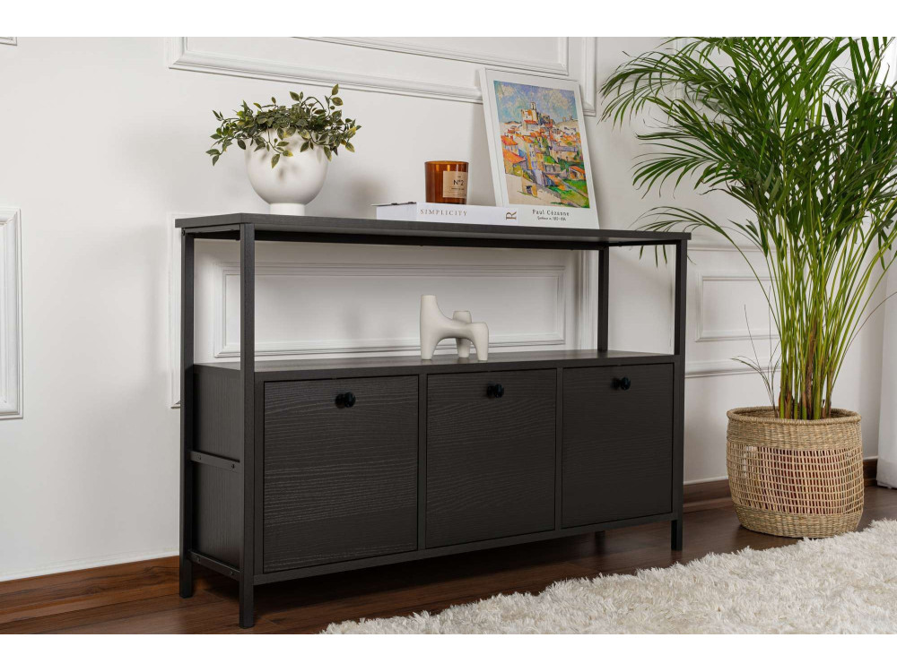 Aparador de madera "Solace" - 120 x 30 x 77 cm - Negro