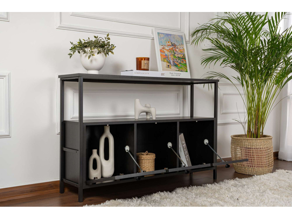 Aparador de madera "Solace" - 120 x 30 x 77 cm - Negro