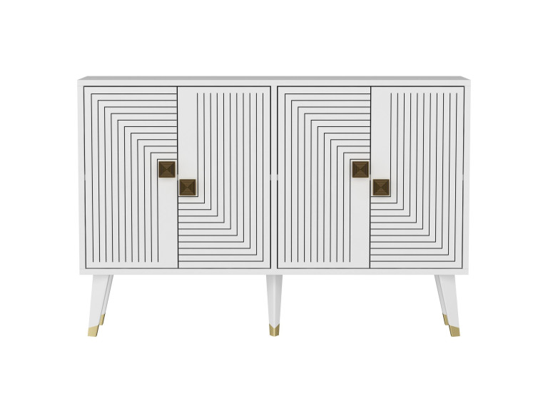 Aparador de madera "Ahart" - 120 x 30 x 80 cm - Blanco