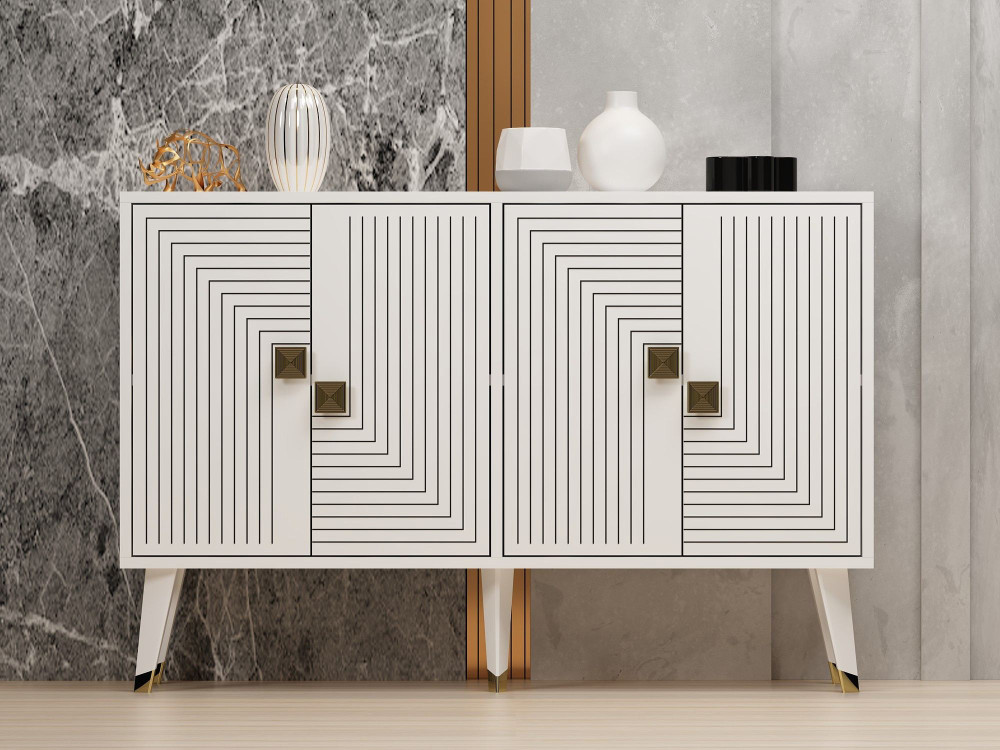 Aparador de madera "Ahart" - 120 x 30 x 80 cm - Blanco