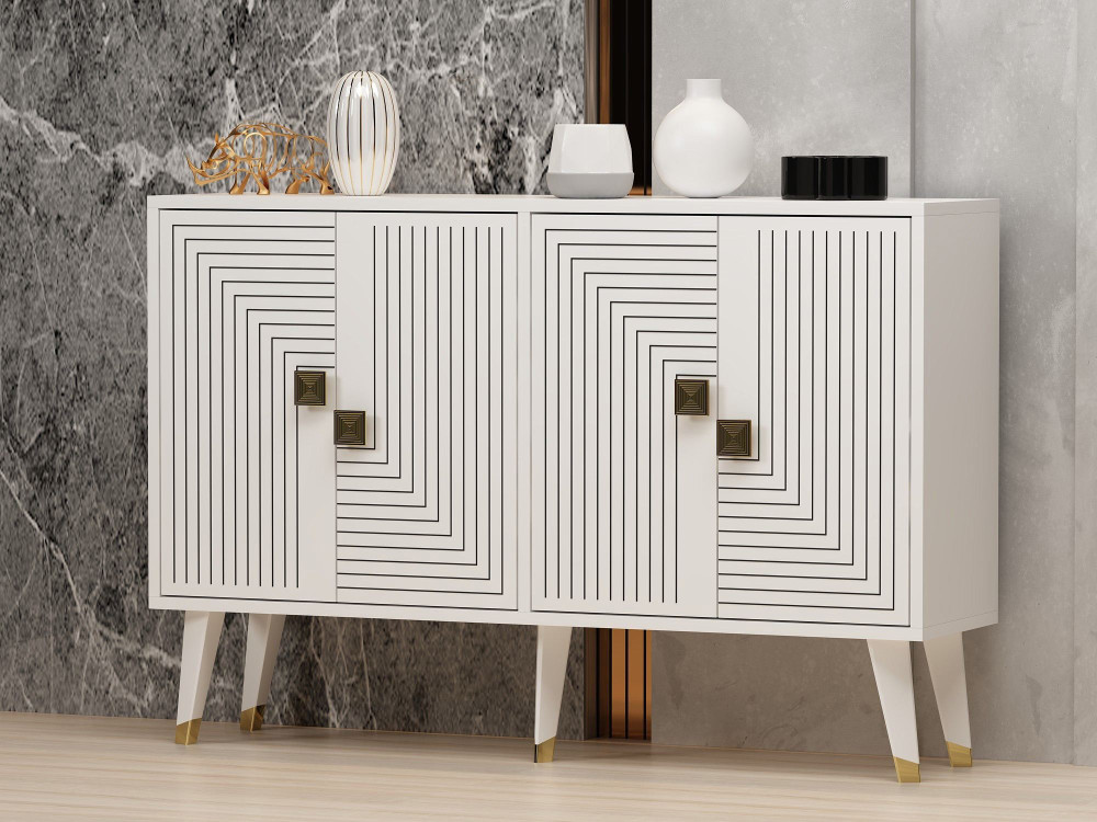 Aparador de madera "Ahart" - 120 x 30 x 80 cm - Blanco