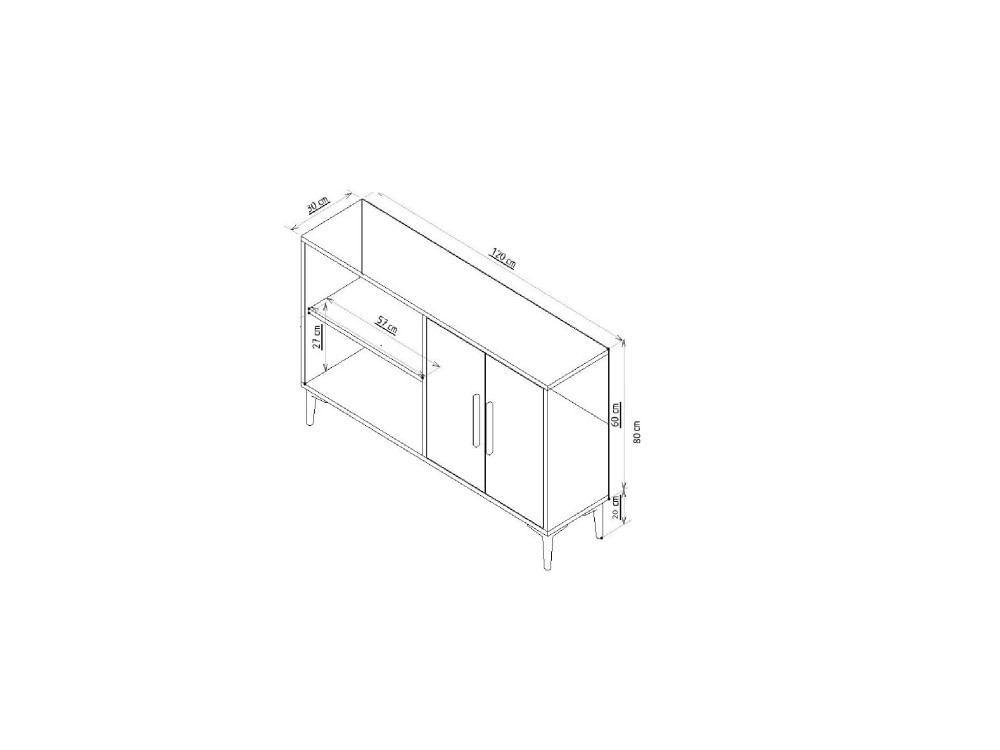 Aparador de madera "Ahart" - 120 x 30 x 80 cm - Blanco