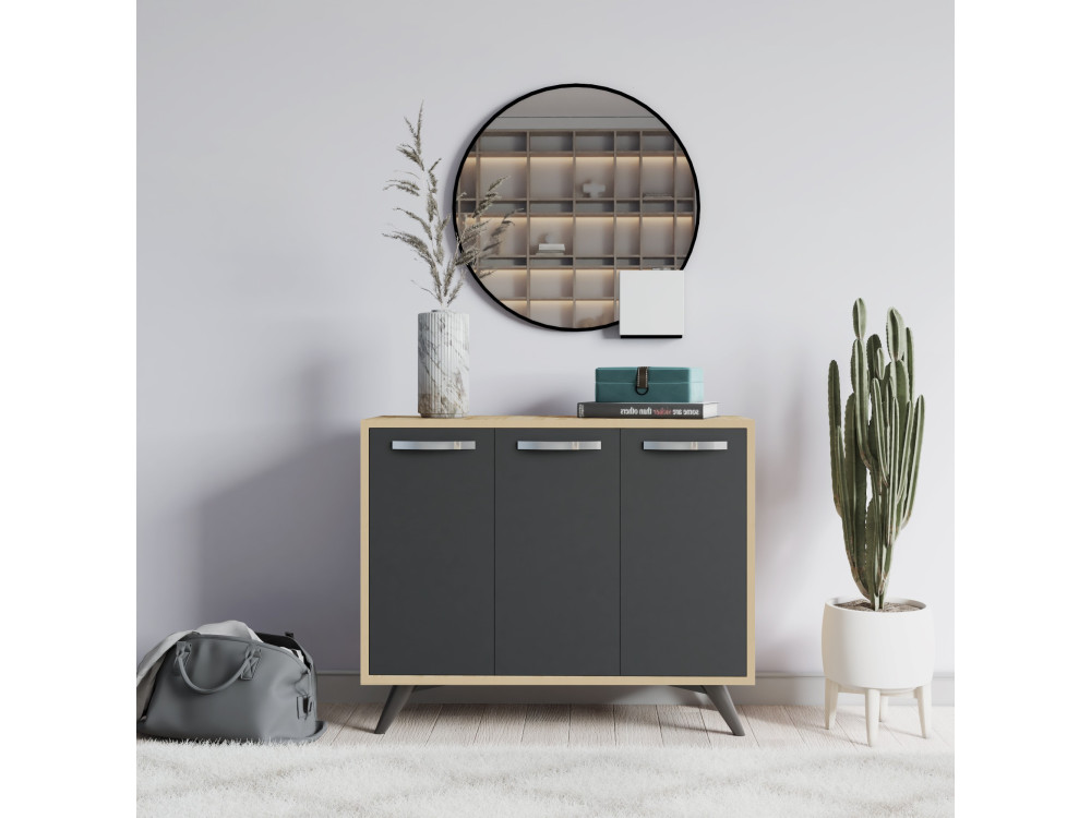 Aparador de madera "Piffa" - 100 x 35 x 82 cm - Gris antracita