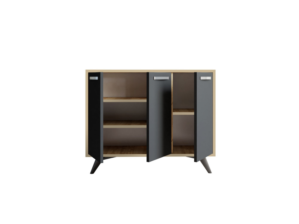 Aparador de madera "Piffa" - 100 x 35 x 82 cm - Gris antracita