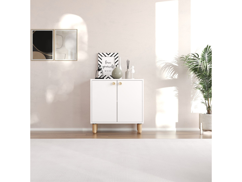 Aparador de madera "Lina" - 72 x 36 x 73 cm - Blanco