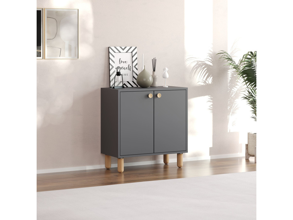 Aparador de madera "Lina" - 72 x 36 x 73 cm - Gris antracita