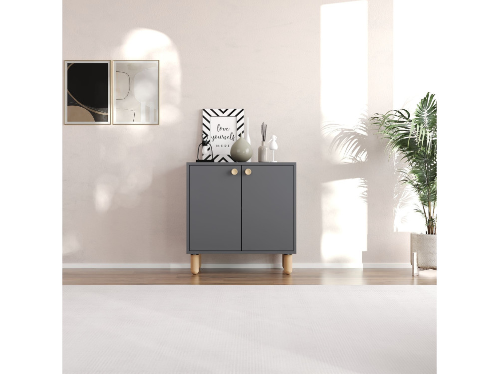 Aparador de madera "Lina" - 72 x 36 x 73 cm - Gris antracita