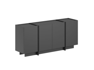 Aparador de madera "Dorma" - 180 x 45 x 80 cm - Antracita / Negro