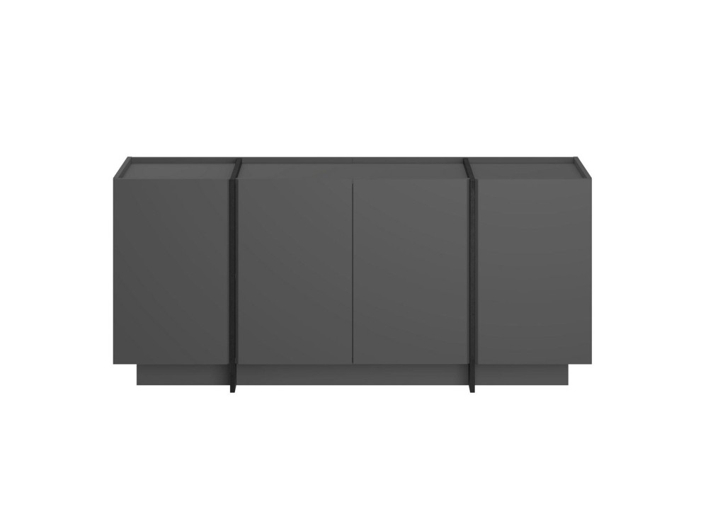 Aparador de madera "Dorma" - 180 x 45 x 80 cm - Antracita / Negro