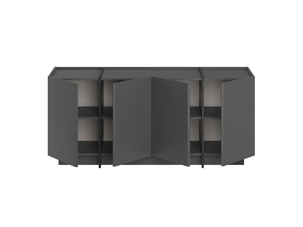 Aparador de madera "Dorma" - 180 x 45 x 80 cm - Antracita / Negro